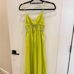ZARA Lime Green Poplin Maxi Dress
